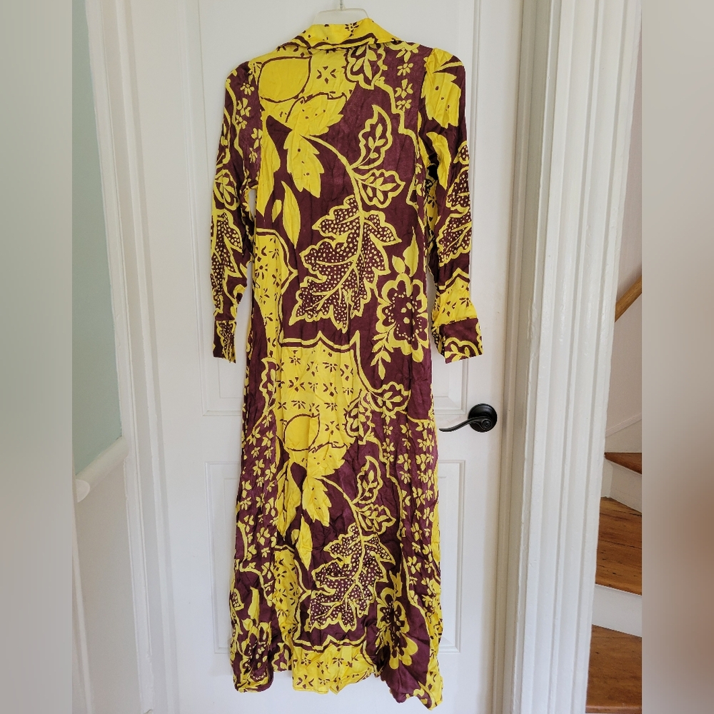 NWT ANTHROPOLOGY COREY LYNN CALTER SMALL MAXI SHIRT DRESS BURN MOTIF - Picture 7 of 9